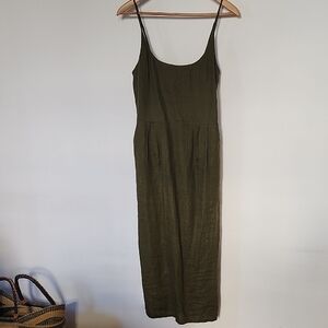 Quince Olive Green Linen Dress